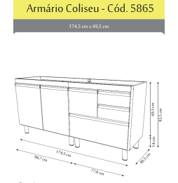 Gabinete Coliseu 1,74m Preto - A.J. Rorato