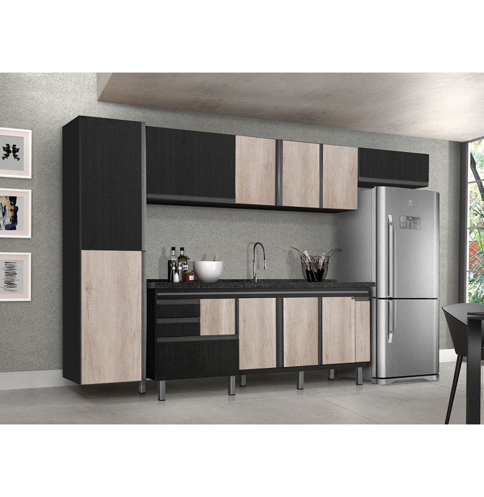 Gabinete Elegance 1,94m Nero/Barrique - Locatt